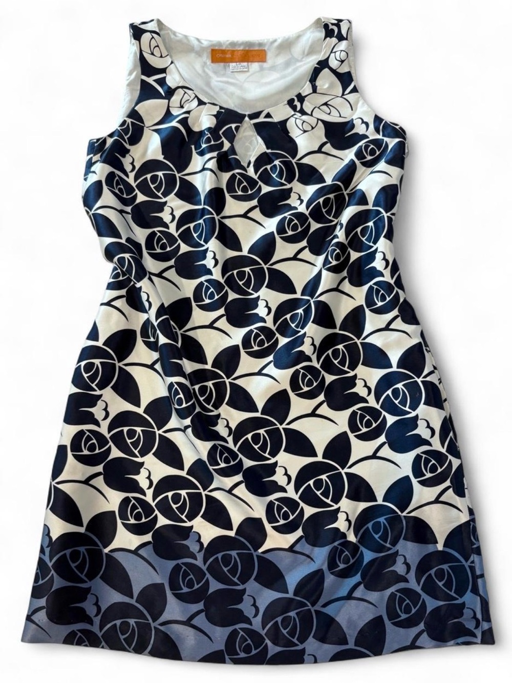 Cynthia Steffe Silk Navy and White Floral Tank Dress